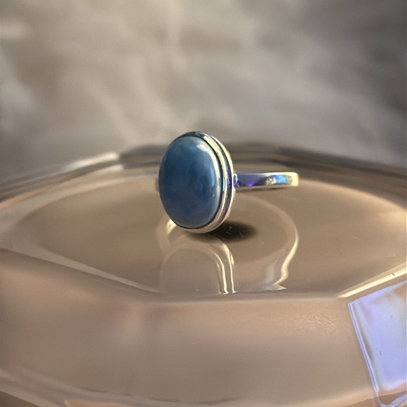 Bold Larimar Silver Statement Ring - Picture 6 of 6